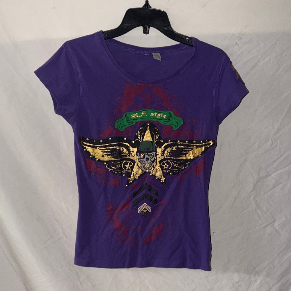 Purple Graphic Tee with Gold Accents